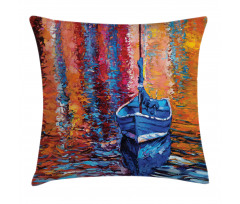 Dark Sea Fishing Boat Pillow Cover