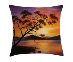 River Mountain Sunset Pillow Cover