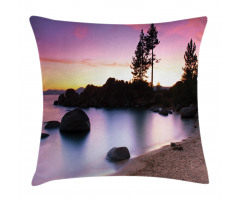 Sandy Beach by River Pillow Cover