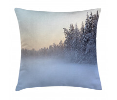 Frozen Lake in Woods Pillow Cover