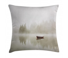 Boat on Lake Nature Pillow Cover