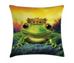 Frog Prince with Crown Pillow Cover
