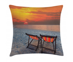 Beach with Colorful Sky Pillow Cover