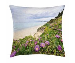 Aegean Sea with Blooming Pillow Cover