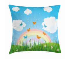 Meadow Butterfly Rainbow Pillow Cover