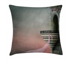 Old Medieval Tower Rose Pillow Cover