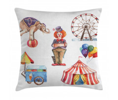 Clown Elephant Circus Pillow Cover