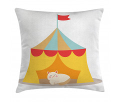 Furry Cat in a Circus Pillow Cover