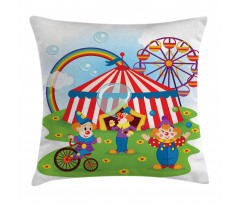 Fun Circus Scene Clowns Pillow Cover