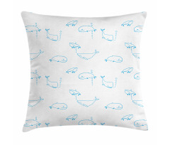 Simple Drawing Mammal Fish Pillow Cover