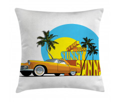 Vintage Car in City Miami Pillow Cover