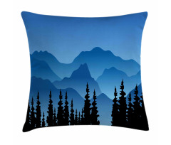 Tree and Hill Silhouettes Pillow Cover