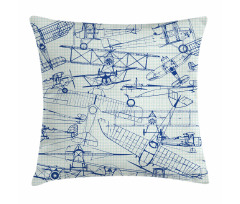 Old Airplane Drawing Pillow Cover