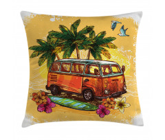 Hippie Old Exotic Bus Pillow Cover