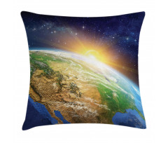 View of Sunrise Planet Pillow Cover