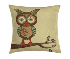 Owl Sitting on Branch Pillow Cover