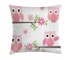 Spring Floral Baby Owls Pillow Cover