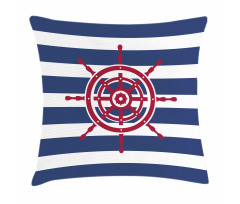 Red Ship Wheel Pillow Cover