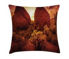 Cactus Rocks Desert Scenery Pillow Cover
