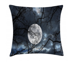 Moon at Night in Forest Pillow Cover