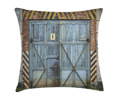 Aged Wooden Factory Pillow Cover