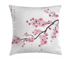 Japanese Cherry Branch Pillow Cover