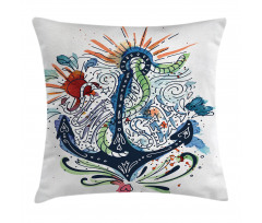 Ship Anchor with Sun Pillow Cover