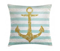 Marine Golden Anchor Pillow Cover