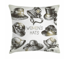 Vintage Woman Hats Pillow Cover