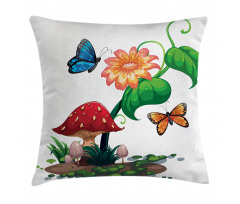 Flowering Plant Butterfly Pillow Cover