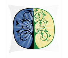 Ying Yang Tree Asian Pillow Cover