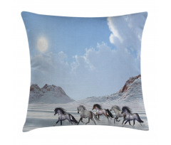 Snowy Day Wild Horse Pillow Cover