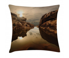 Sunrise Rocks Sky Lake Pillow Cover
