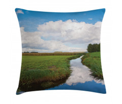 Calm River Meadow Trees Pillow Cover