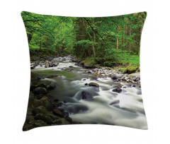 Riverbed Rocks Trees Pillow Cover