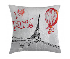 Paris Hot Air Balloon Pillow Cover