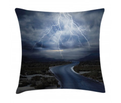 Thunderstorm over Road Pillow Cover