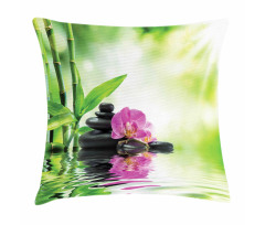 Orchids Rocks Water Pillow Cover