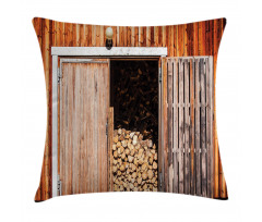 Barn with Firewood Rural Pillow Cover