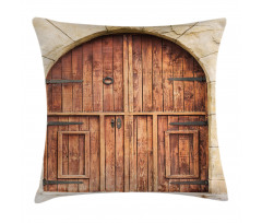 Oak Door Stone Facade Pillow Cover