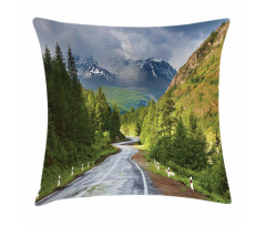 Mountain Landscape Road Pillow Cover