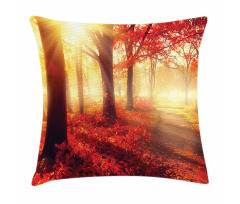 Misty Morning in Forest Pillow Cover