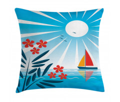 Oleanders and Sailboat Pillow Cover