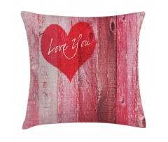 Heart on Wooden Board Pillow Cover