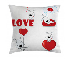 Funny Dog with Hearts Pillow Cover