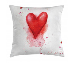 Watercolor Effect Heart Pillow Cover