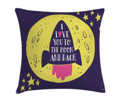 Rocket Space Moon Love Pillow Cover