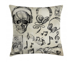 Music Hipster Skull Pillow Cover