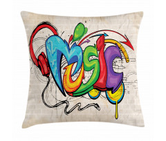 Music Graffiti Hip Hop Pillow Cover