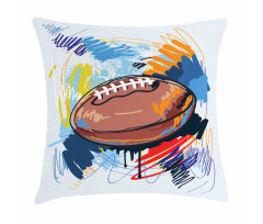 Rugby Ball Doodle Art Pillow Cover